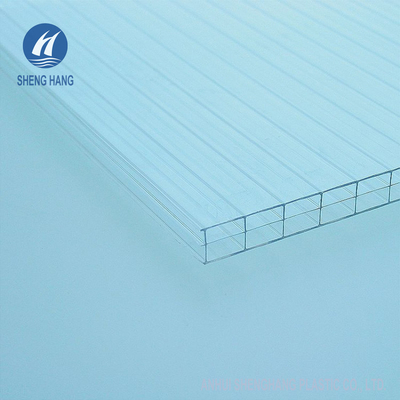 Techumbre plástica Coextruded del hueco 8m m del policarbonato triple rectangular de la pared
