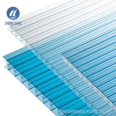 Techumbre plástica Coextruded del hueco 8m m del policarbonato triple rectangular de la pared