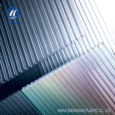 Techumbre plástica Coextruded del hueco 8m m del policarbonato triple rectangular de la pared